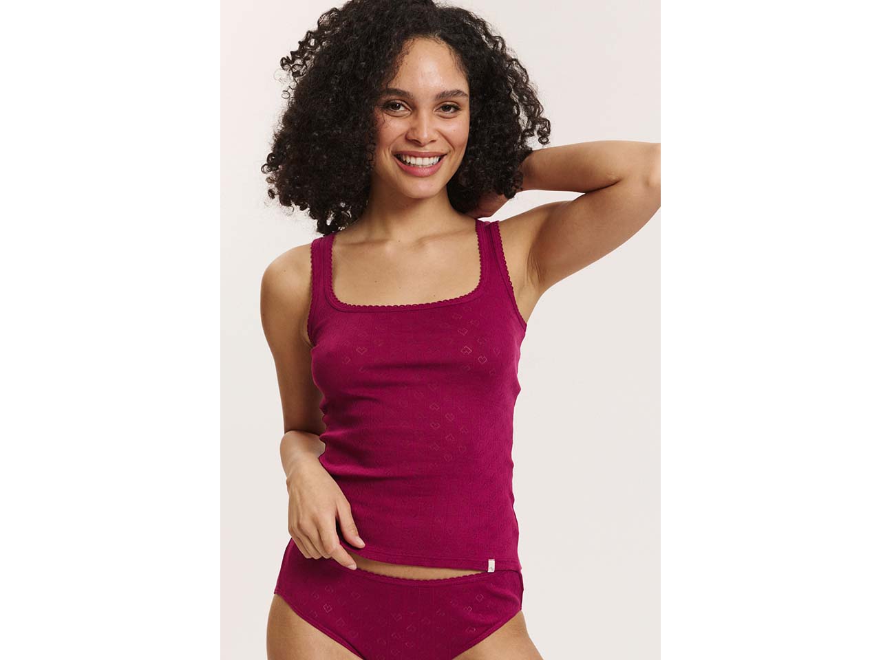 tranquillo Bio-Damen-Tanktop 'Rosaa' mit Ajour-Spitze, raspberry, Gr. M