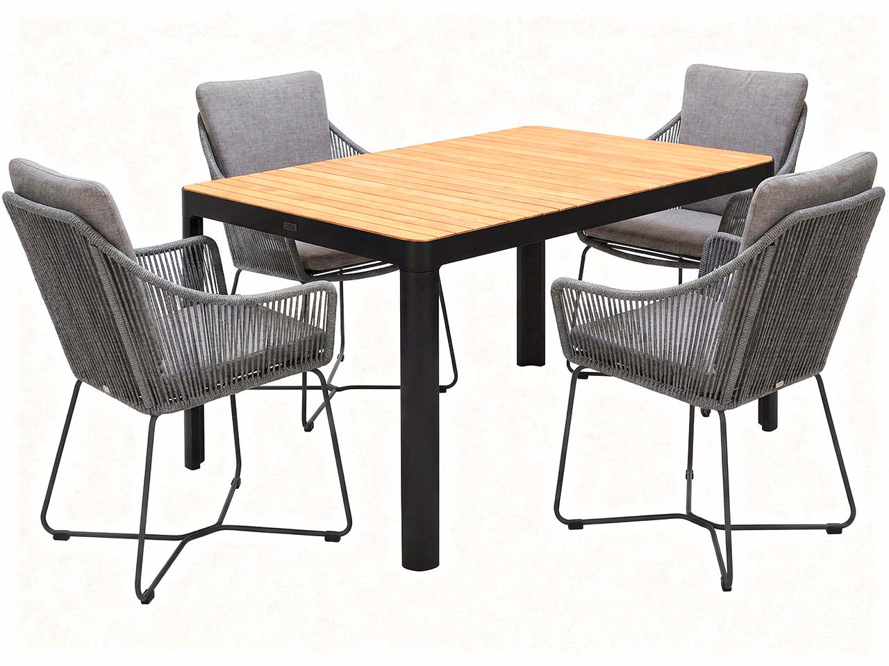 Gartenmöbel-Set "Opal & Portals" 5-tlg. 1 Tisch 161 x 95 cm, 4 Stühle