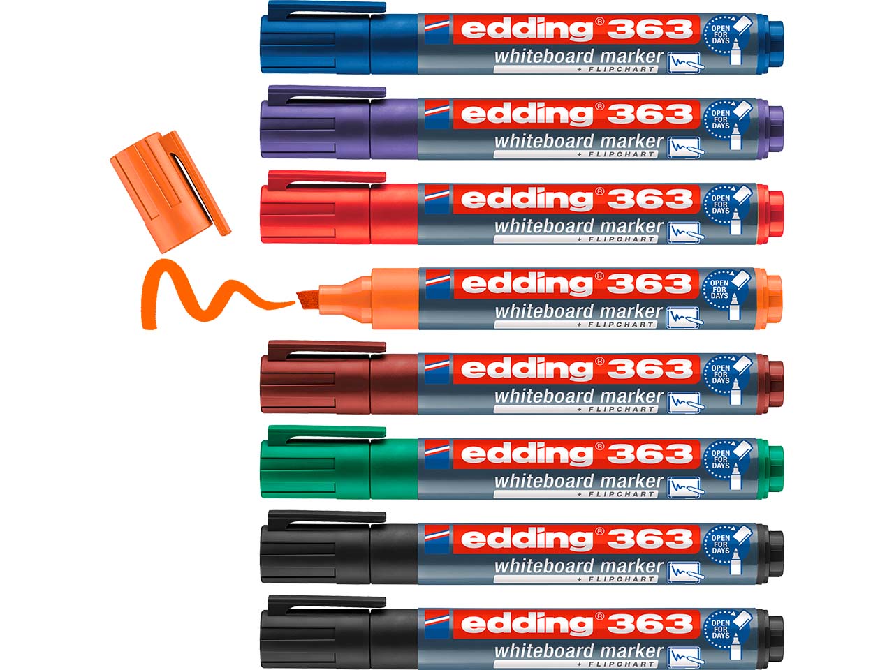 8er Set edding Whiteboardmarker "363" farbig sortiert