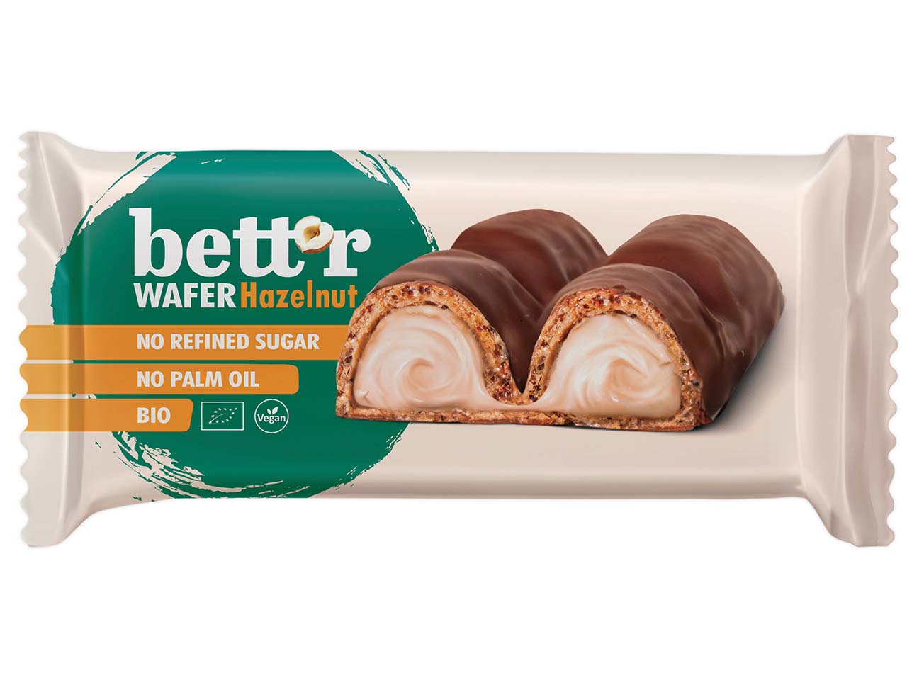 bett'r Bio-Waffelriegel "Haselnuss" vegan, 33 g