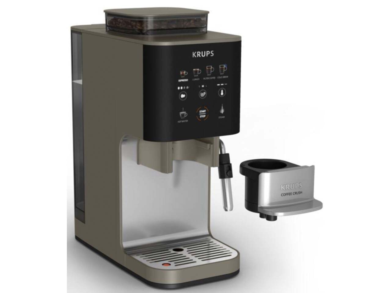 KRUPS Kaffeevollautomat "Coffee Crush Experience Lioness", schwarz/silber