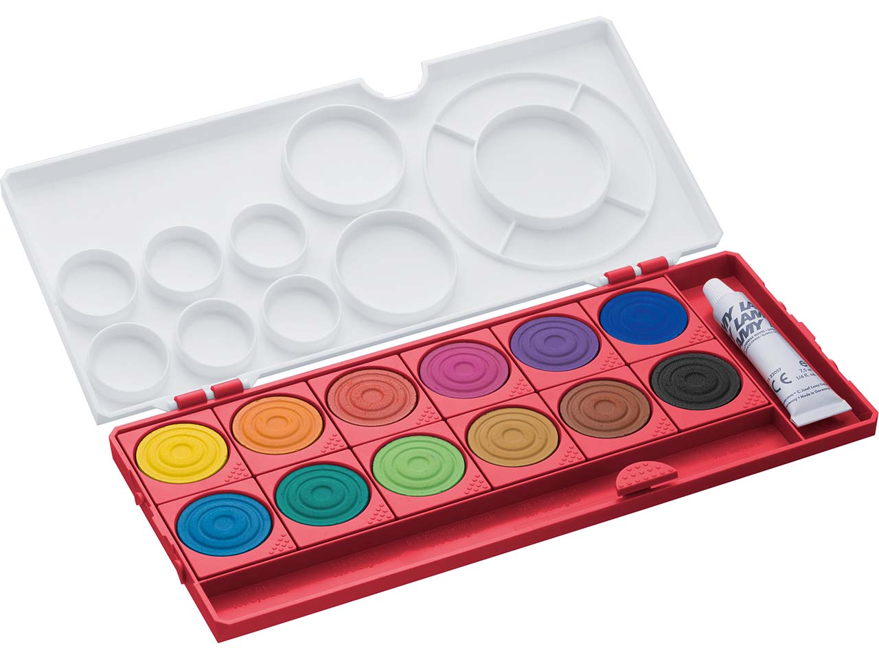 LAMY Wasserfarbkasten "aquaplus" 12 Farben mit Deckweiß, rot