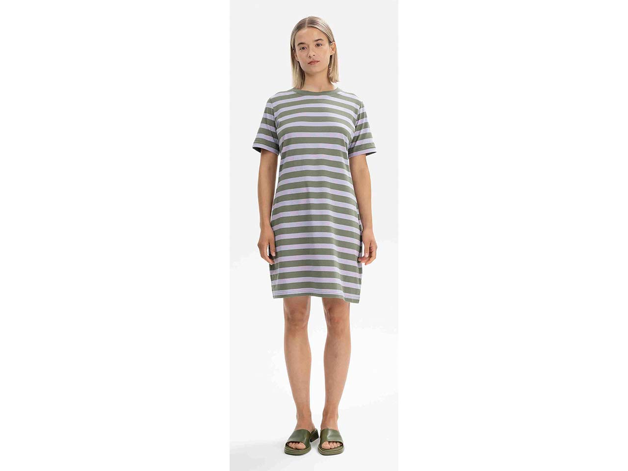 MELA Bio-Damen-Mini-T-Shirt-Kleid "DARSHA" mit Rundhalsausschnitt, thymian/krokus, Gr. L