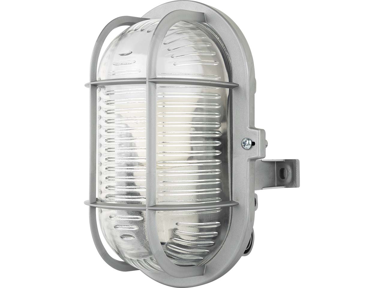 REV LED-Oval-Feuchtraumleuchte mit Metallschutzkorb, 5 W, grau