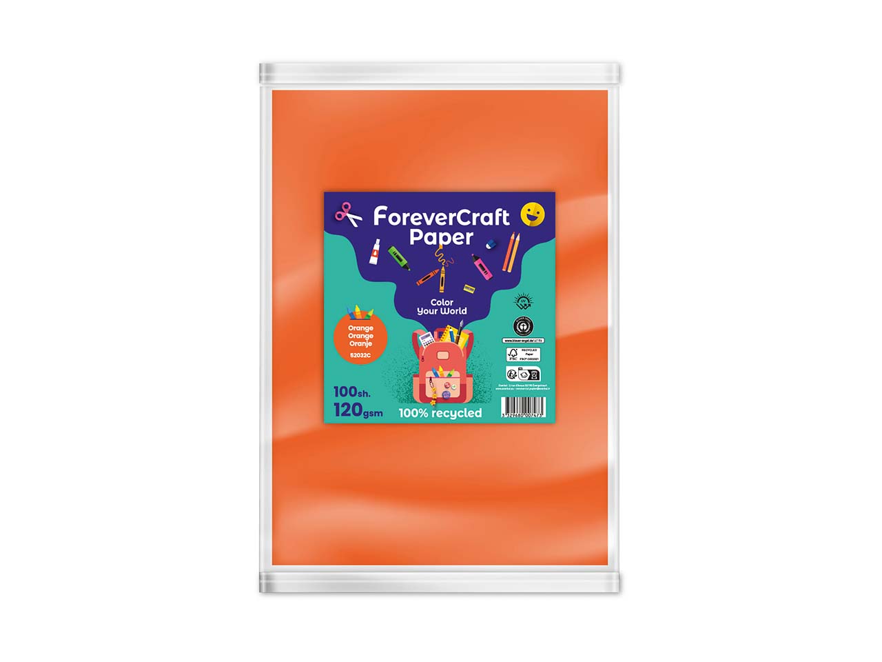 100 Blatt Tonpapier DIN A4 "forever craft paper" 120g/m² orange