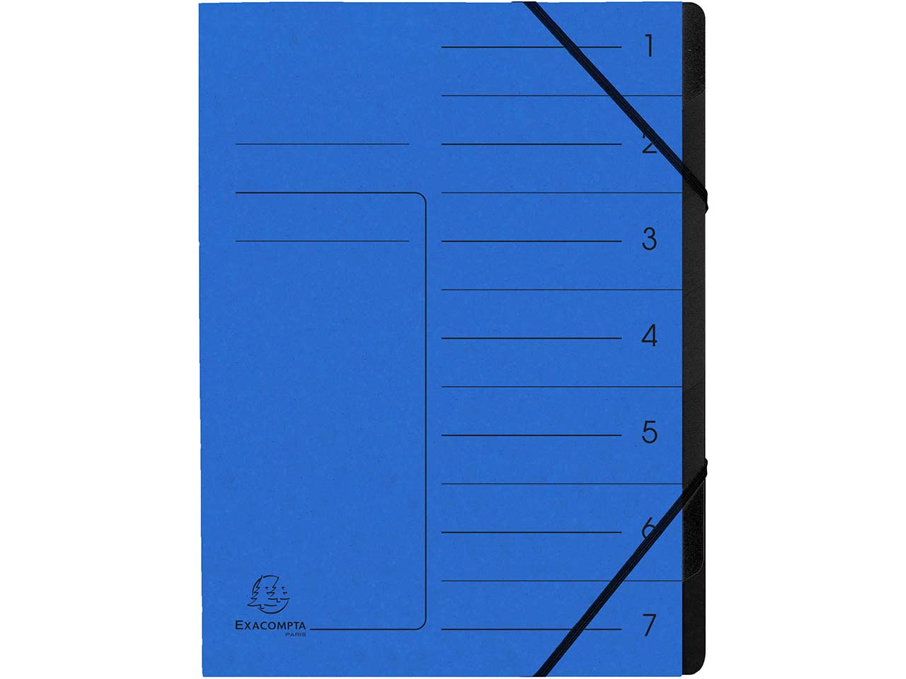 10 Exacompta Ordnungsmappen aus Colorspan, 355 g/m², DIN A4, Gummizug, 7 Fächer, blau