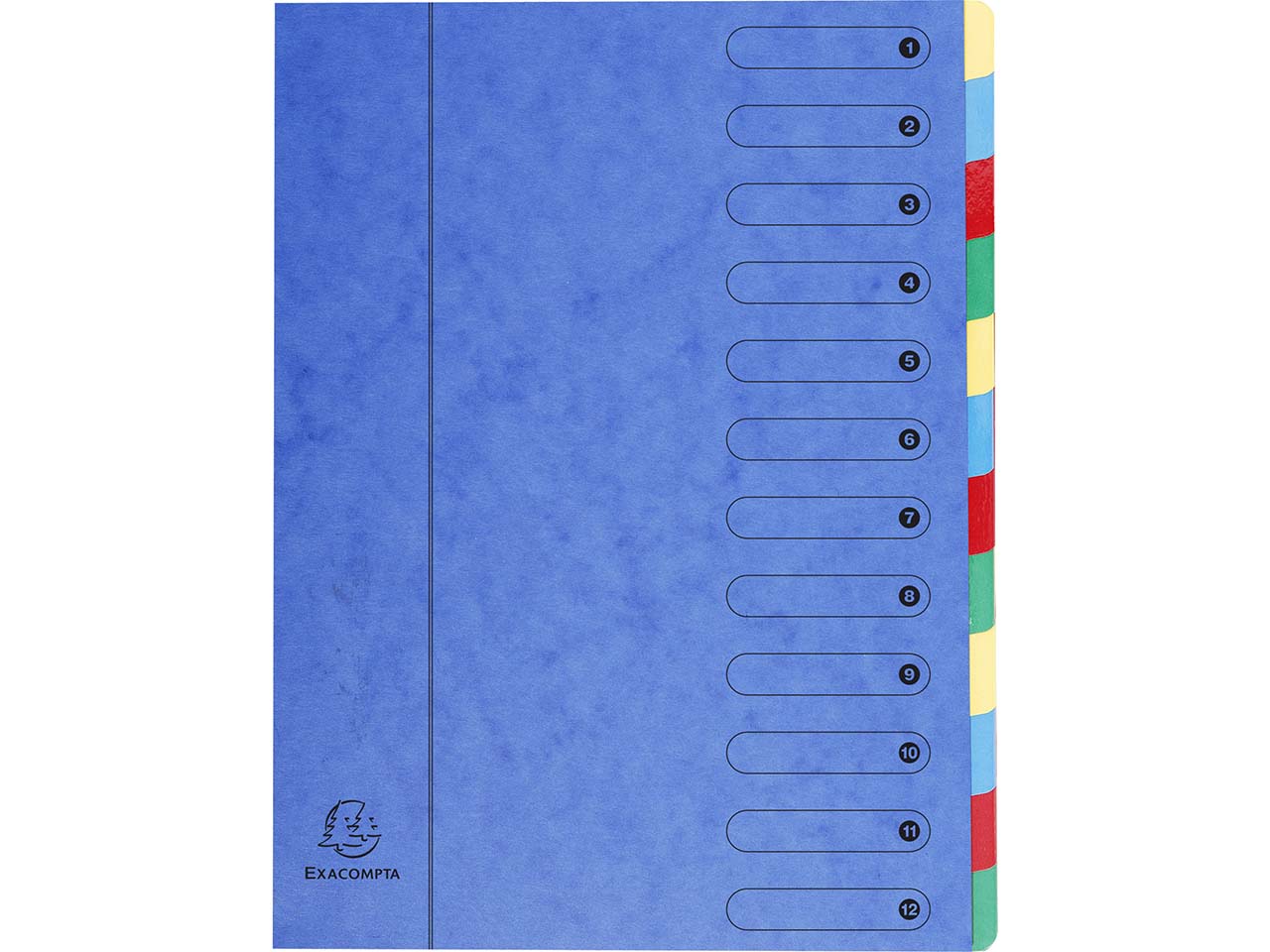 6 Exacompta Ordnungsmappen aus Colorspan-Karton, 400 g/m², DIN A4, 12 Fächer, blau