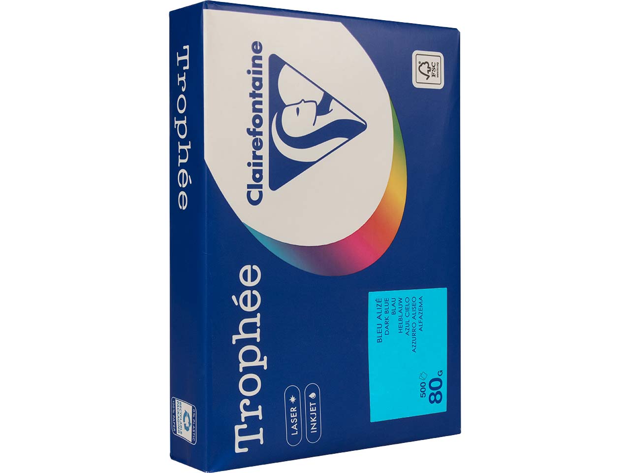 500 Blatt Clairfontaine Farbiges Kopierpapier "Trophee" 80 g/m², DIN A4, blau