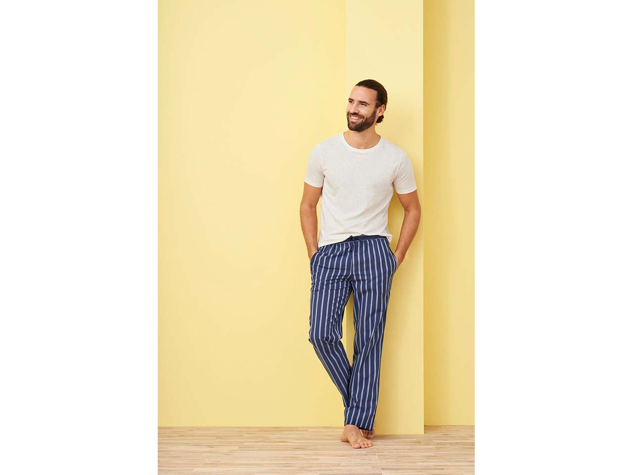 Living Crafts Bio-Herren-Schlafhose "Klemens" navy/azur, Gr. 46