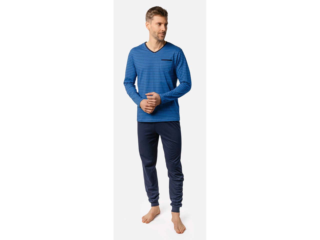 Living Crafts Bio-Herren-Schlafanzug 'Colin', navy/royal blue, Gr. L