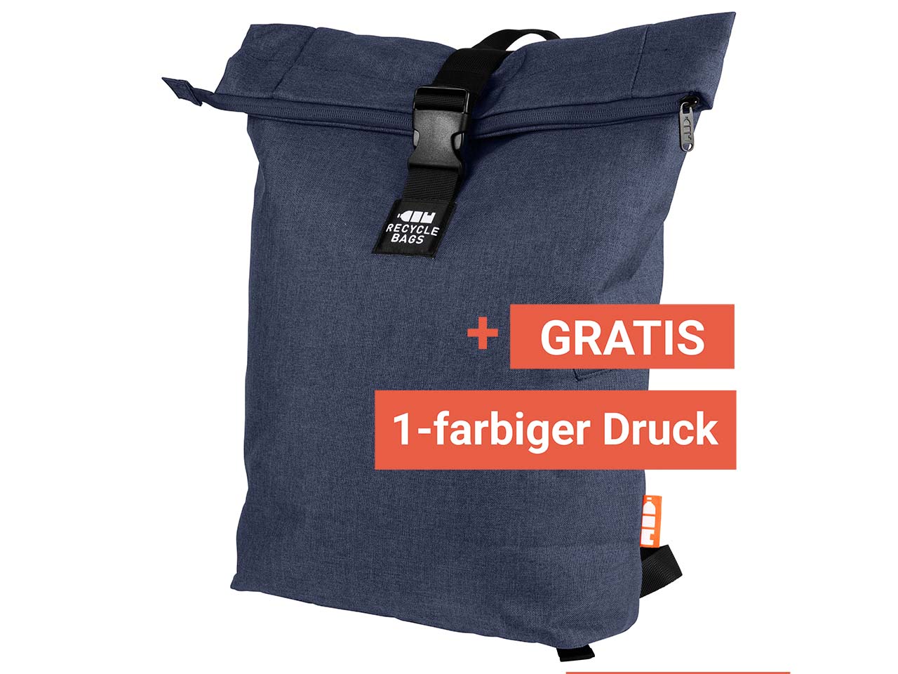 Rucksack aus recy. PET-Flaschen inkl. 1c-Gratisdruck, navy