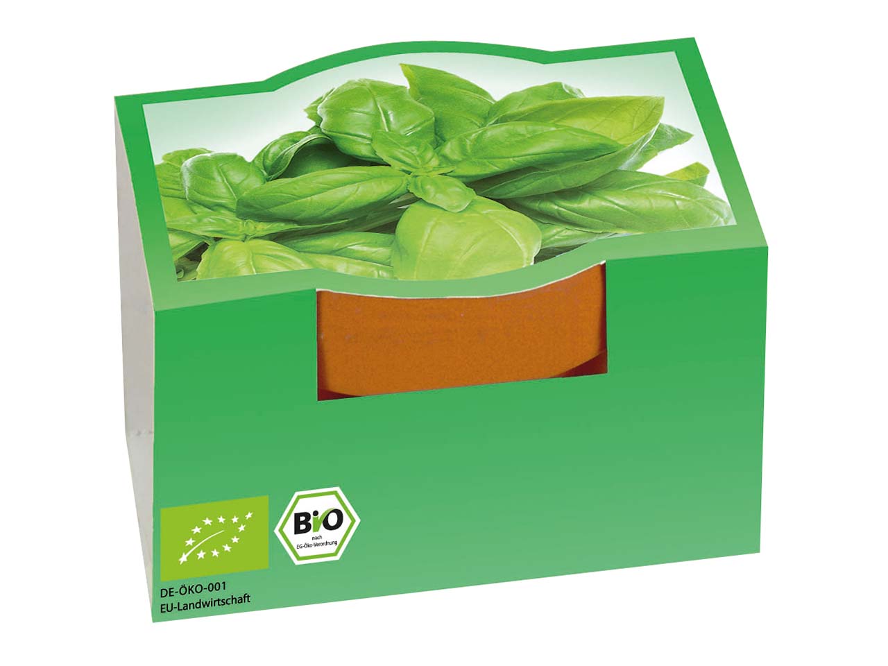 Bio-Mini-Pflanzset 'Basilikum' inklusive 1-4 farbigem Aufdruck