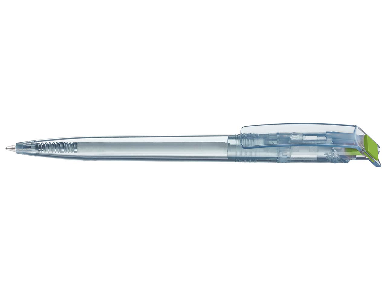 uma Kugelschreiber 'recycled PET-Pen' transparent mit buntem Clip, hellgrün