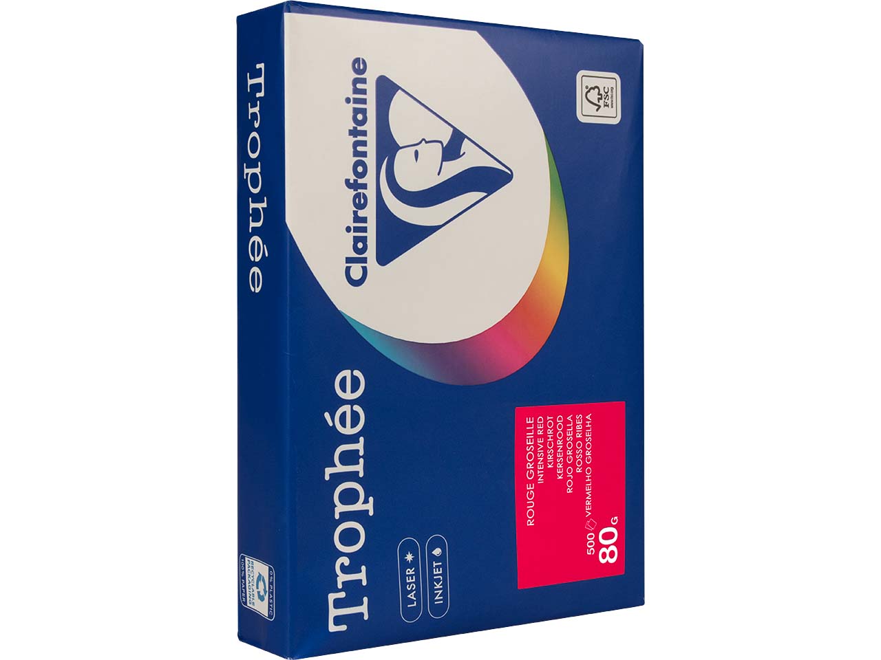 500 Blatt Clairfontaine Farbiges Kopierpapier "Trophee" 80 g/m², DIN A4, kirschrot