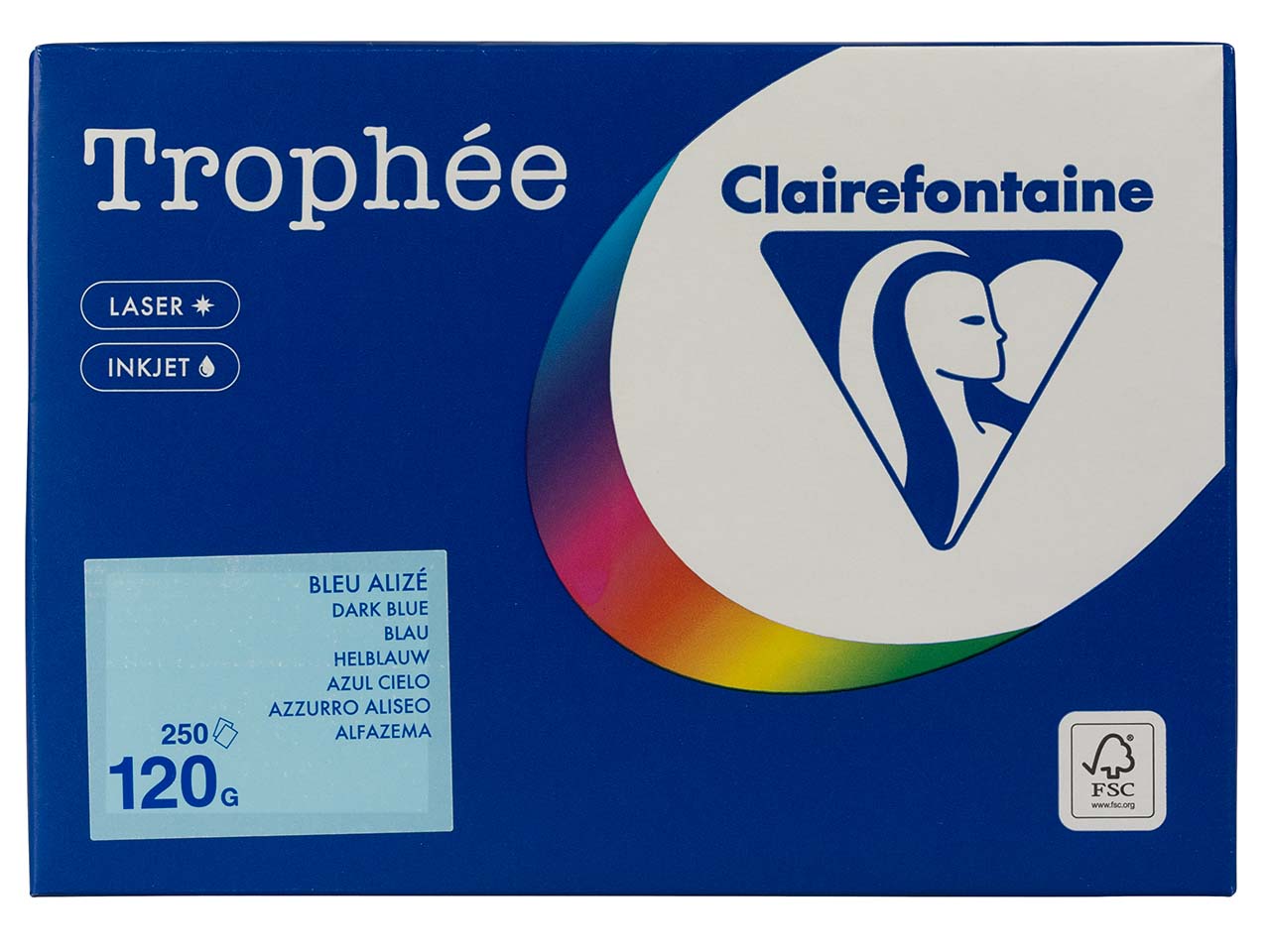 250 Blatt Clairfontaine Farbiges Kopierpapier 'Trophee' 120 g/m², DIN A4, blau