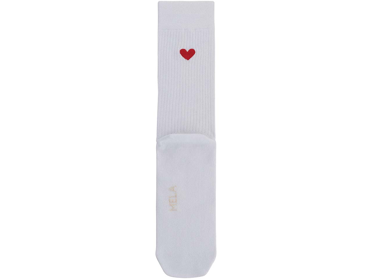 MELA Bio-Socken 'Herz', gerippt, weiß, Gr. 43/46