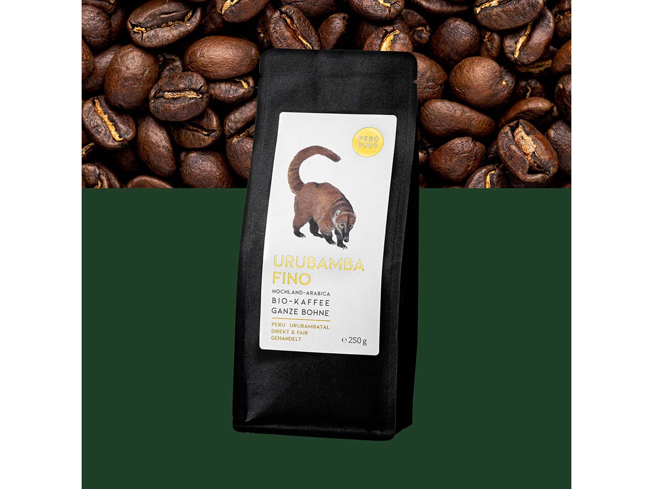 PERÚ PURO Bio-Kaffee "Urubamba Fino" ganze Bohne, Hochlandkaffee, 250 g