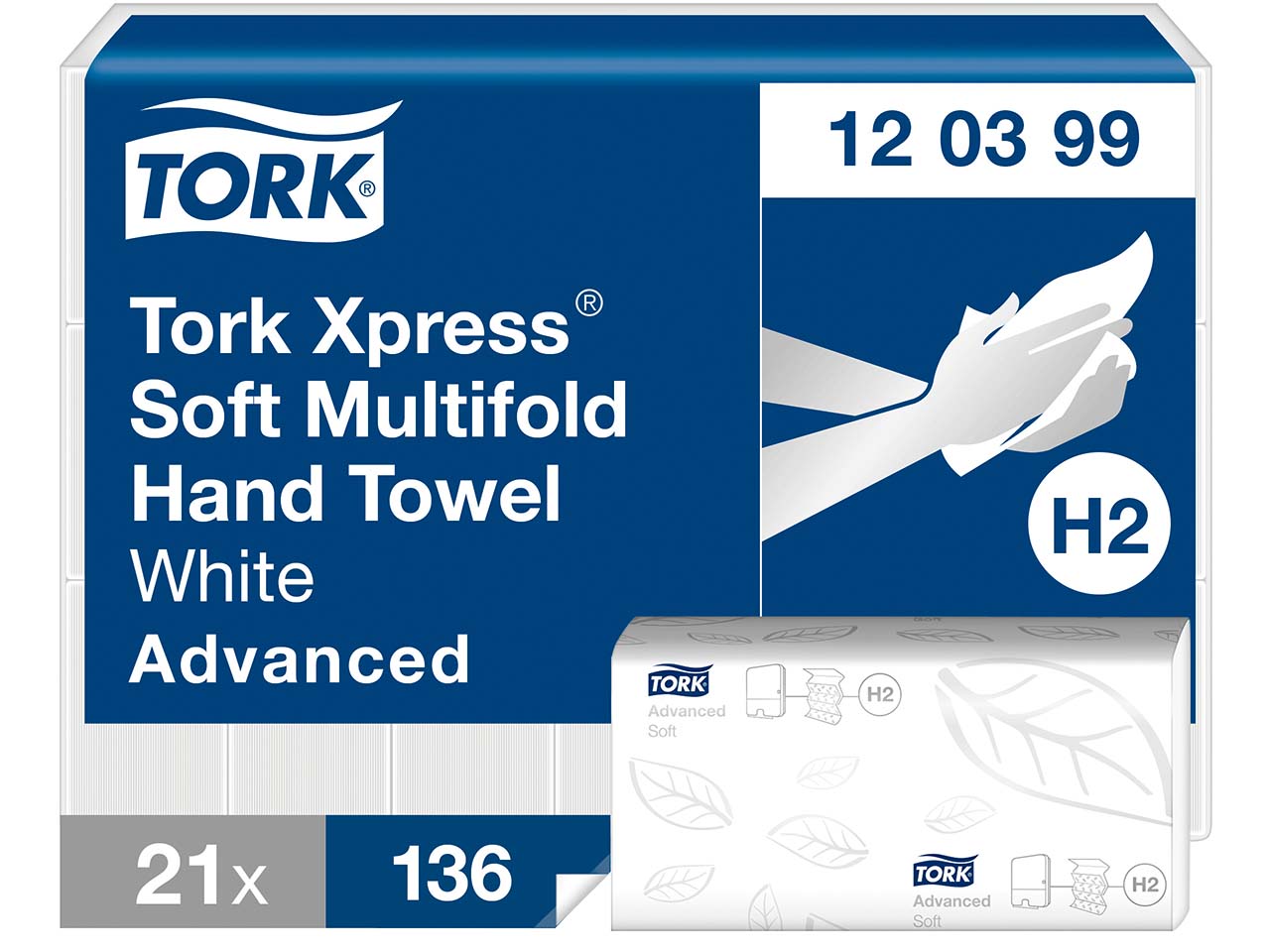 Tork Xpress Multifold-Papierhandtücher "Advanced H2" 21 x 136 Blatt, weiß