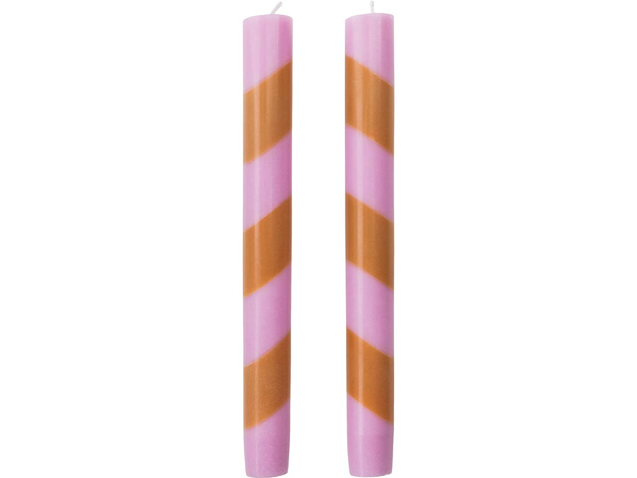 tranquillo 2er-Pack Stabkerzen "GLUMI TWIST" aus Stearin, H 20 cm, rosa