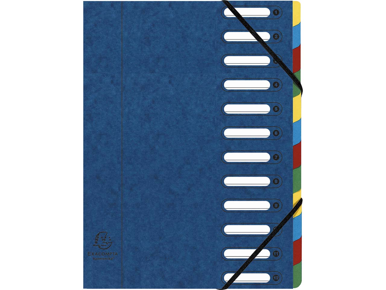 6 Exacompta Ordnungsmappen aus Colorspan, 425 g/m², DIN A4, Gummizug, 12 Fächer, blau