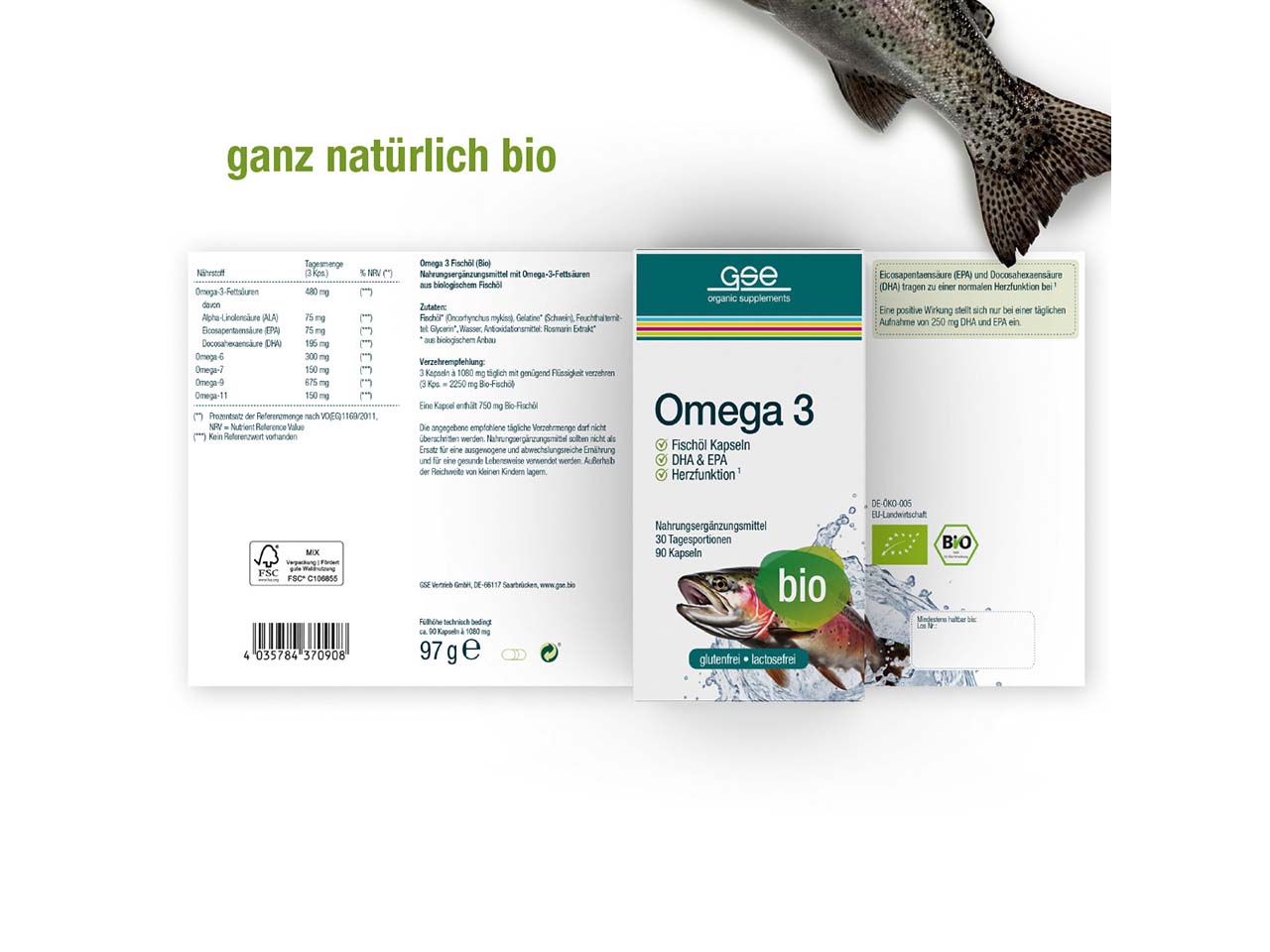 GSE Bio-Kapseln Omega 3-Fischöl, 90 Stück
