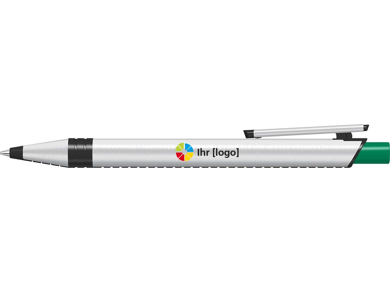 uma Kugelschreiber "recycelt PET PEN ALUMA" mit farbigem Drücker, dunkelgrün