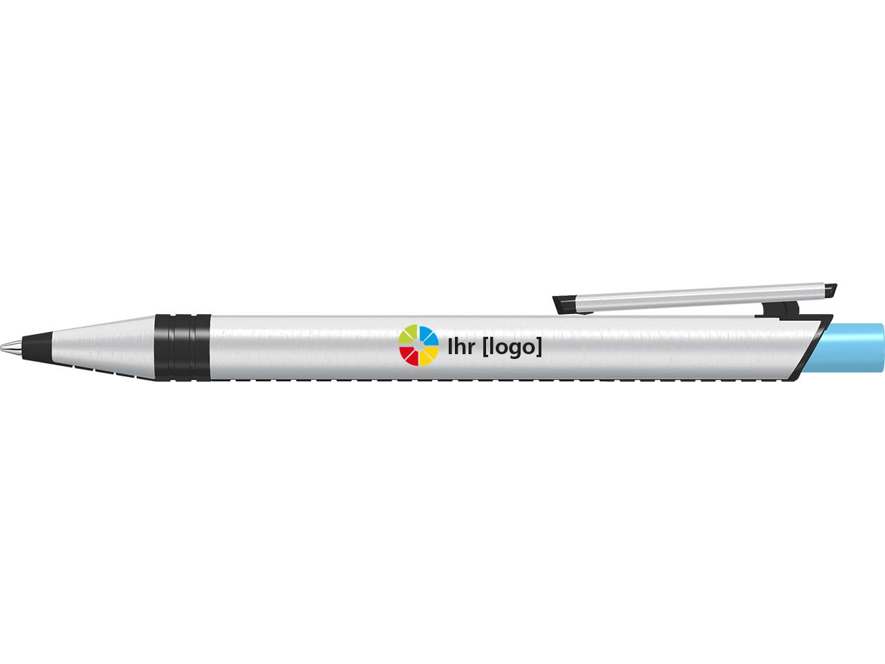 uma Kugelschreiber "recycelt PET PEN ALUMA" mit farbigem Drücker, hellblau