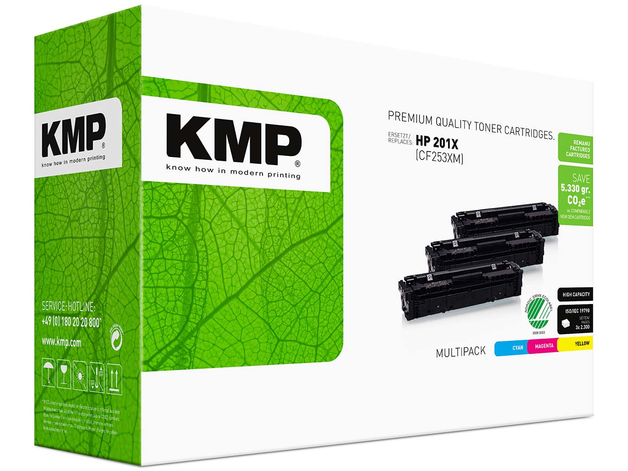 KMP Druckkassette ersetzt hp CF253XM, Nr. 201X cyan, magenta, gelb 3er-Set