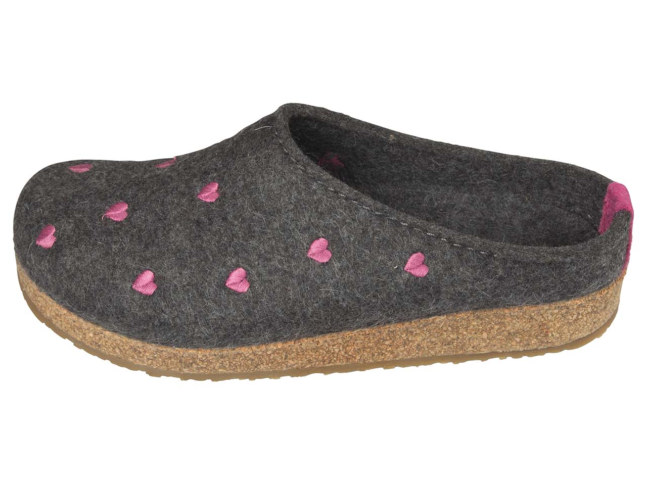 Haflinger Hausschuhe "Grizzly Cuoricino" anthrazit, Gr. 41