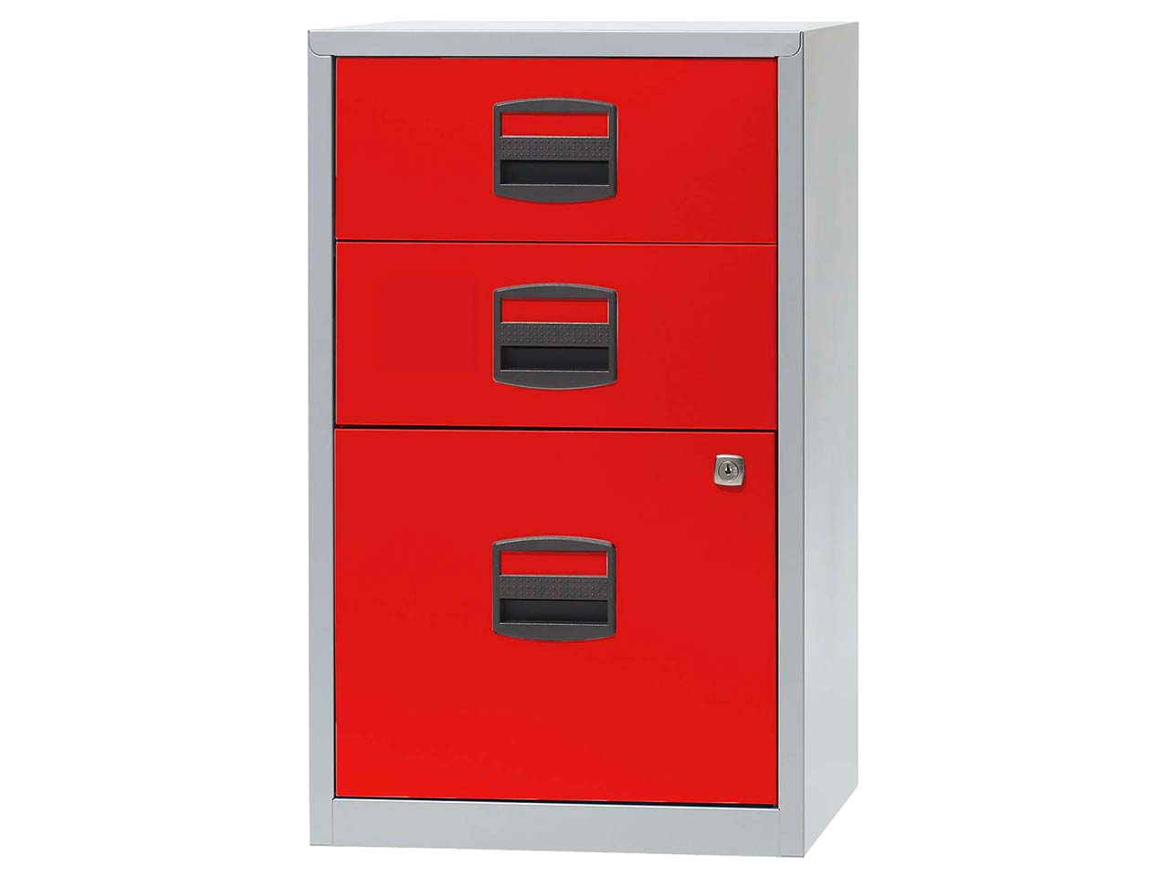 Bisley Home Container, 1 HR + 2 Schübe grau/rot