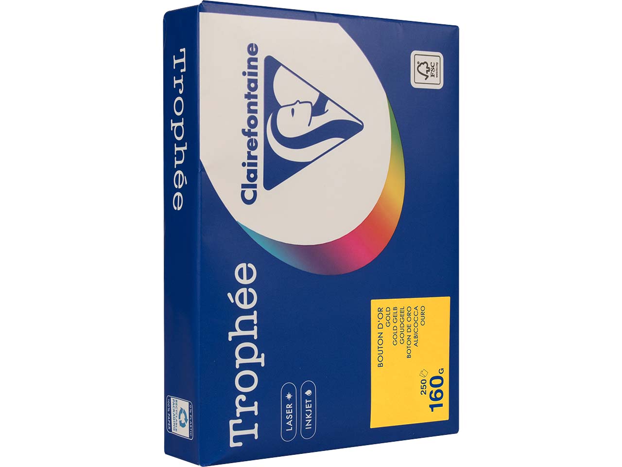 250 Blatt Clairfontaine Farbiges Kopierpapier "Trophee" 160 g/m², DIN A4, goldgelb