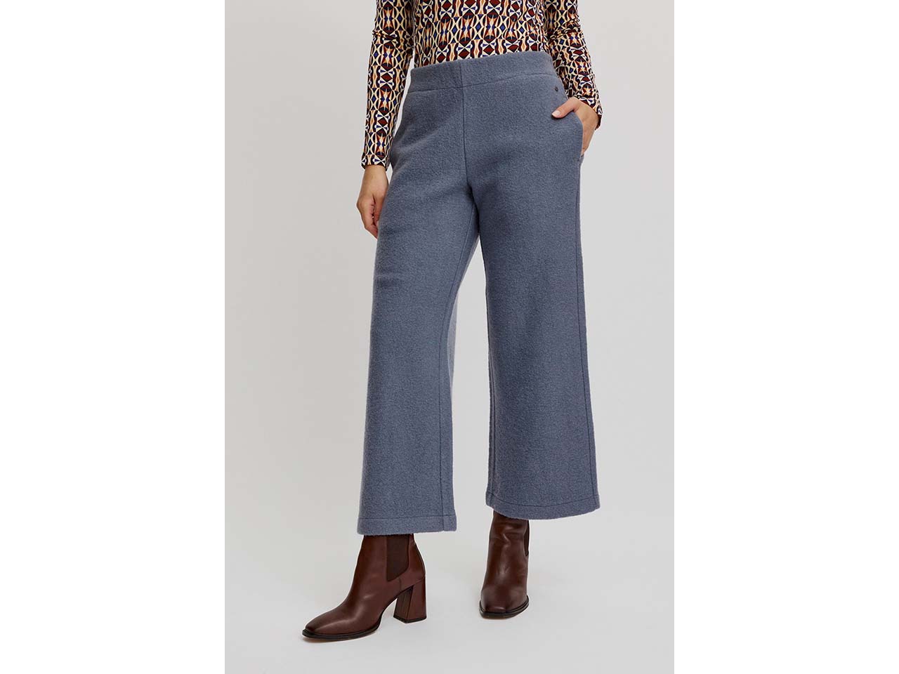 tranquillo Damen-Hose aus reinem Wollfleece, smoke, Gr. L
