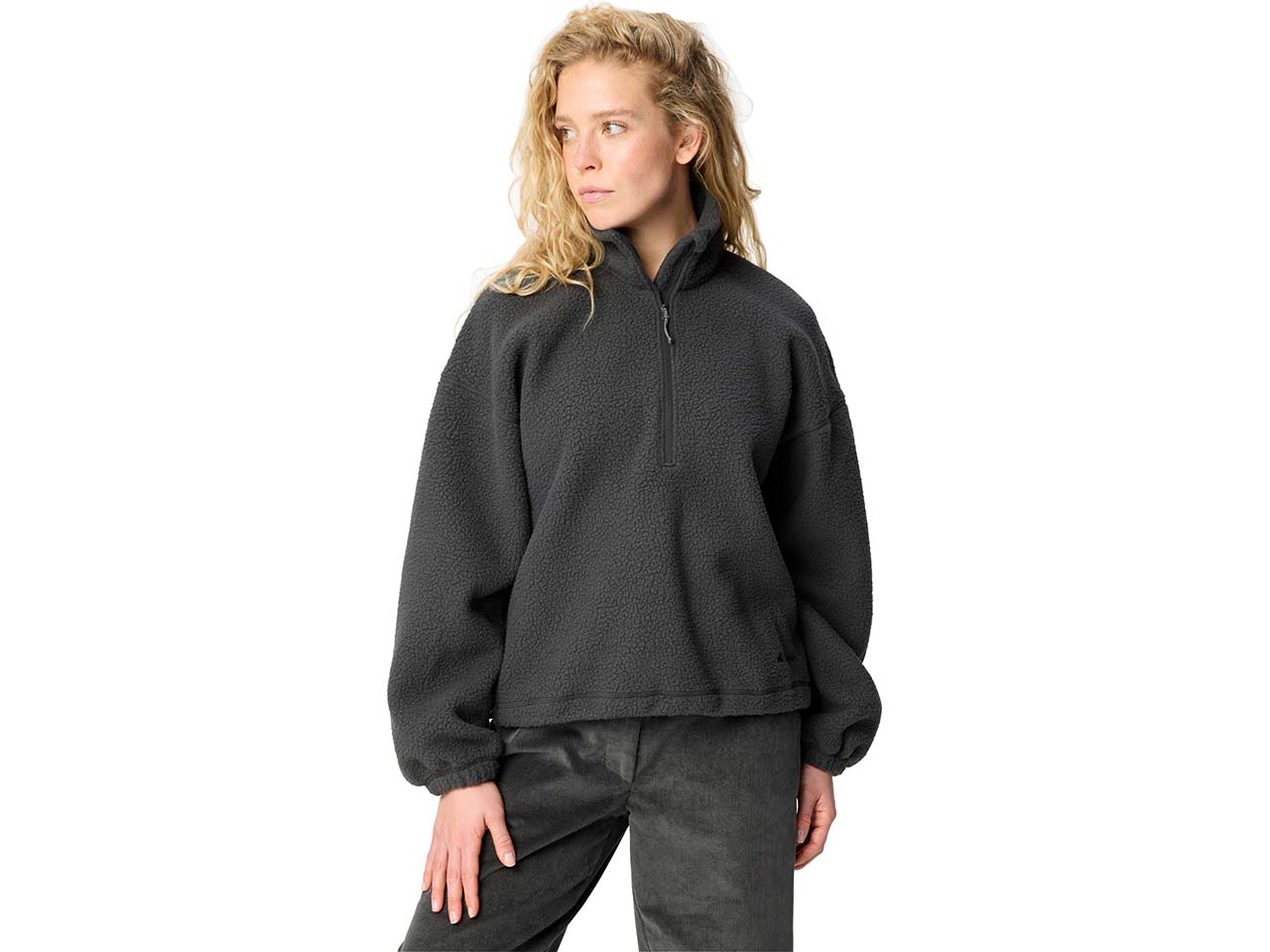 VAUDE Damen-Half-Zip-Fleece-Pullover "Najun", weitenregulierbarer Saum, graphite, Gr. 40