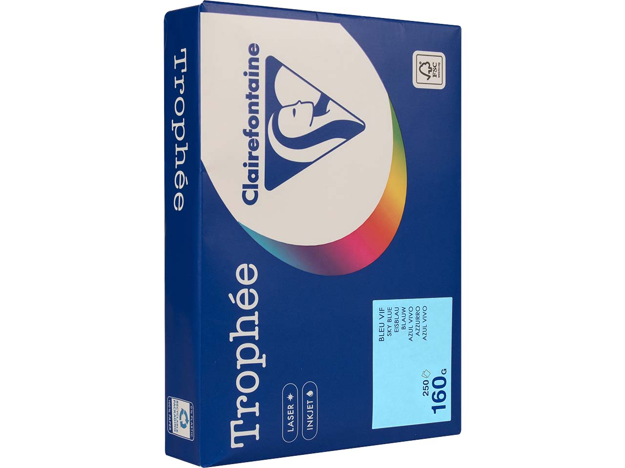 250 Blatt Clairfontaine Farbiges Kopierpapier "Trophee" 160 g/m², DIN A4, eisblau