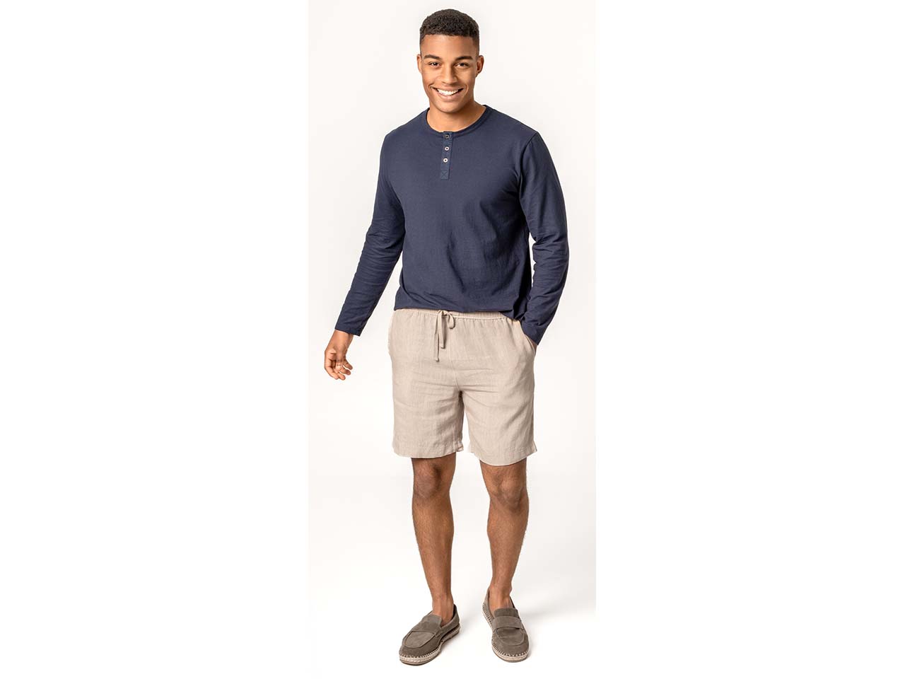 Living Crafts Herren-Bermuda-Short "ALFON" aus 100 % Leinen, sabbia, Gr. 50