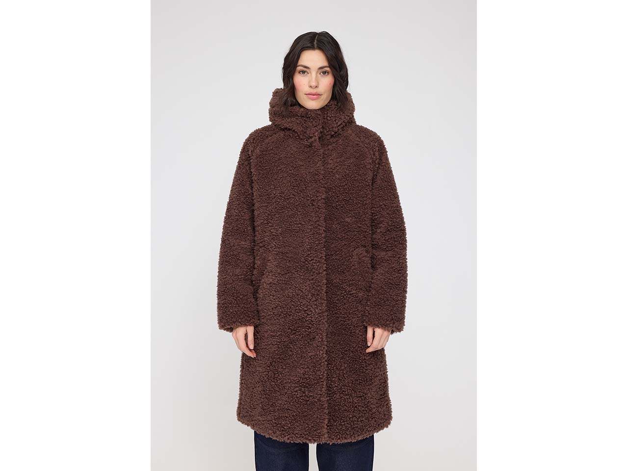 MAZINE Damen-Wintermantel 'Faux-Fur' mit Kapuze, chestnut, Gr. L