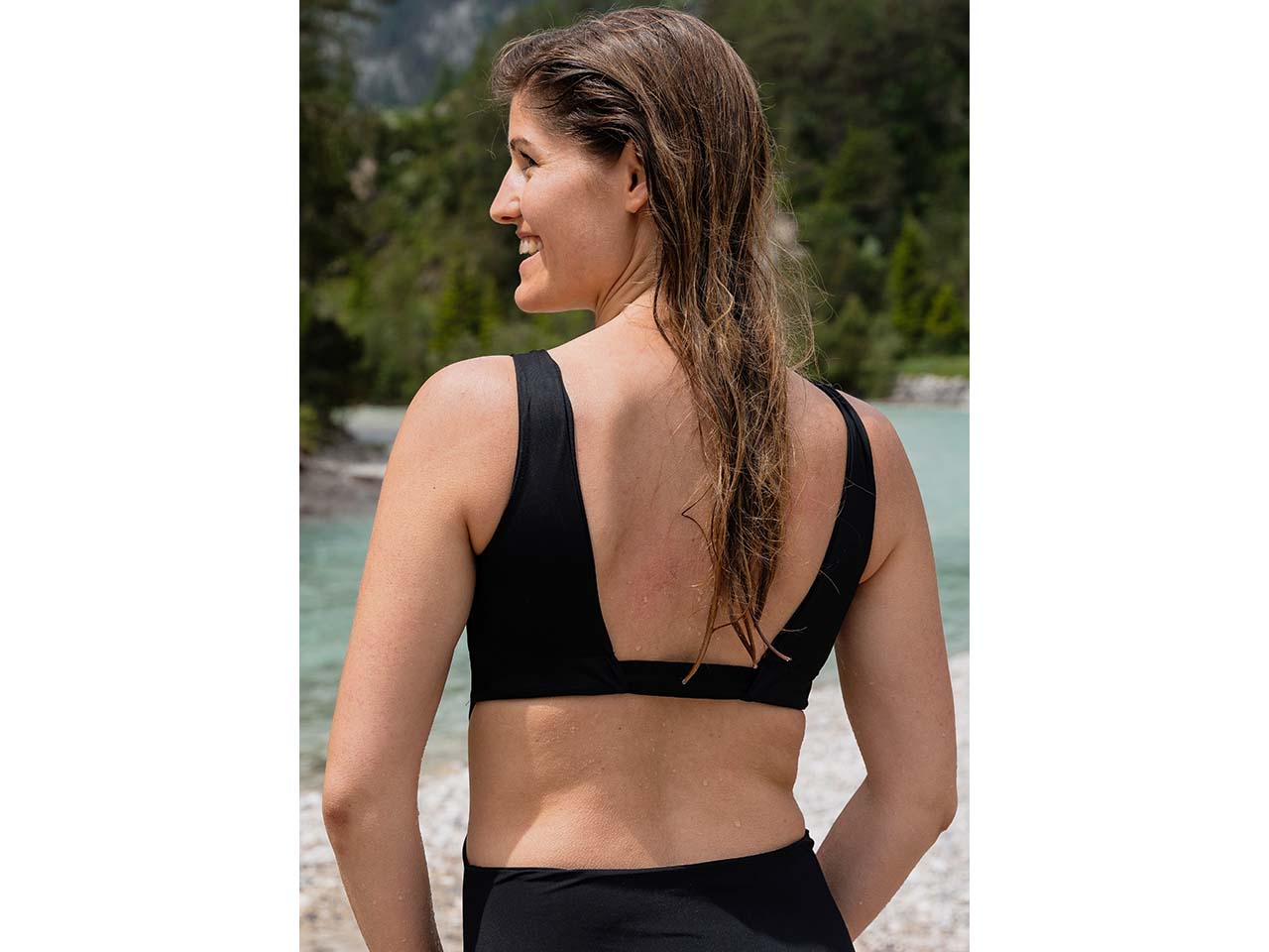 bleed Damen-Badeanzug mit Taillendetail, schwarz, Gr. M