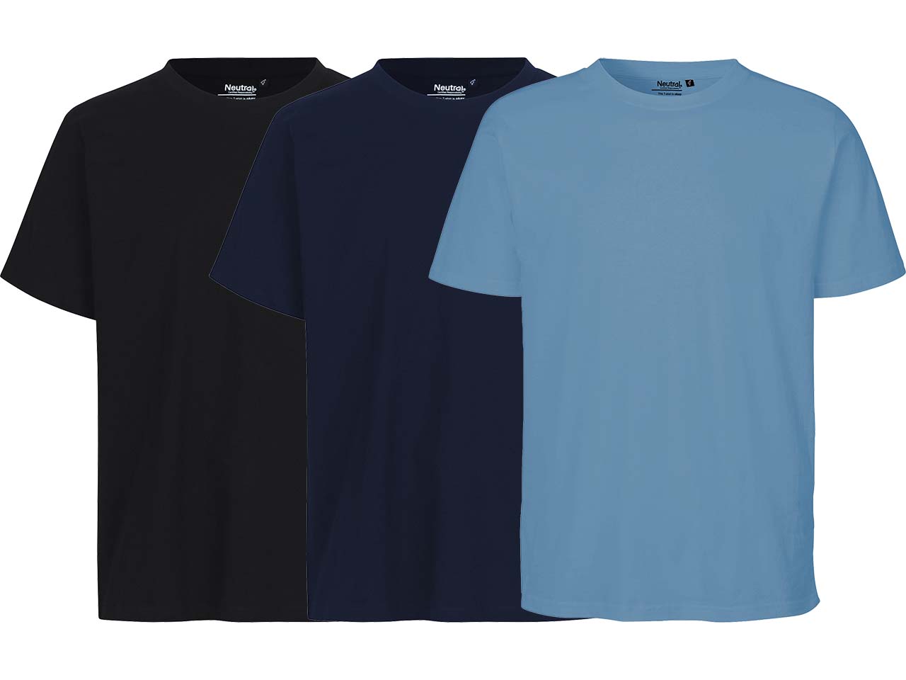 Neutral 3er-Set Bio-Unisex-T-Shirt, verschiedenfarbig, schwarz/navy/dusty indigo, Gr. XL