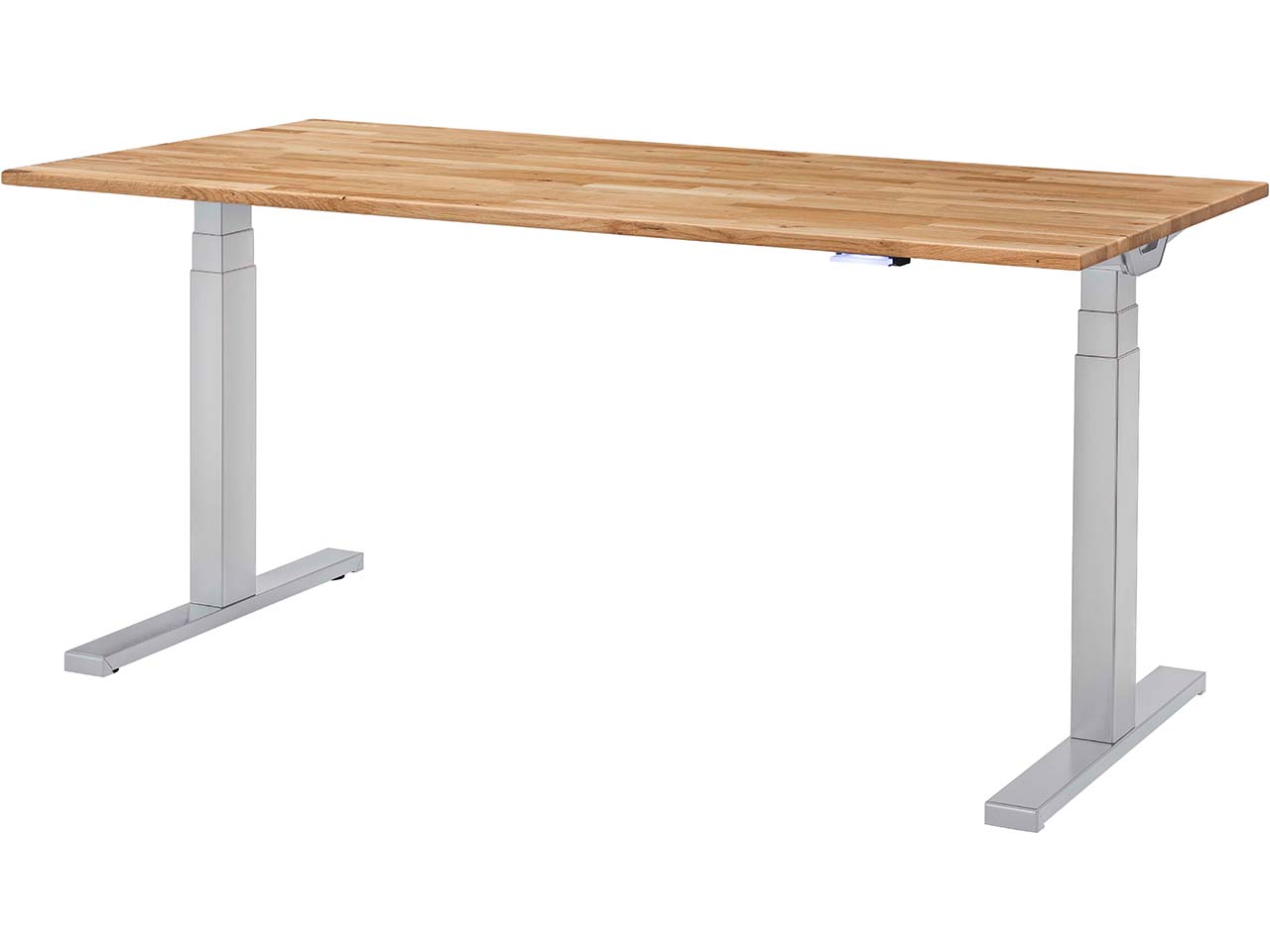 memo Höhenverstellbarer Schreibtisch "Sit-Up 3.0" silber, Eiche massiv, 140 x 80 cm