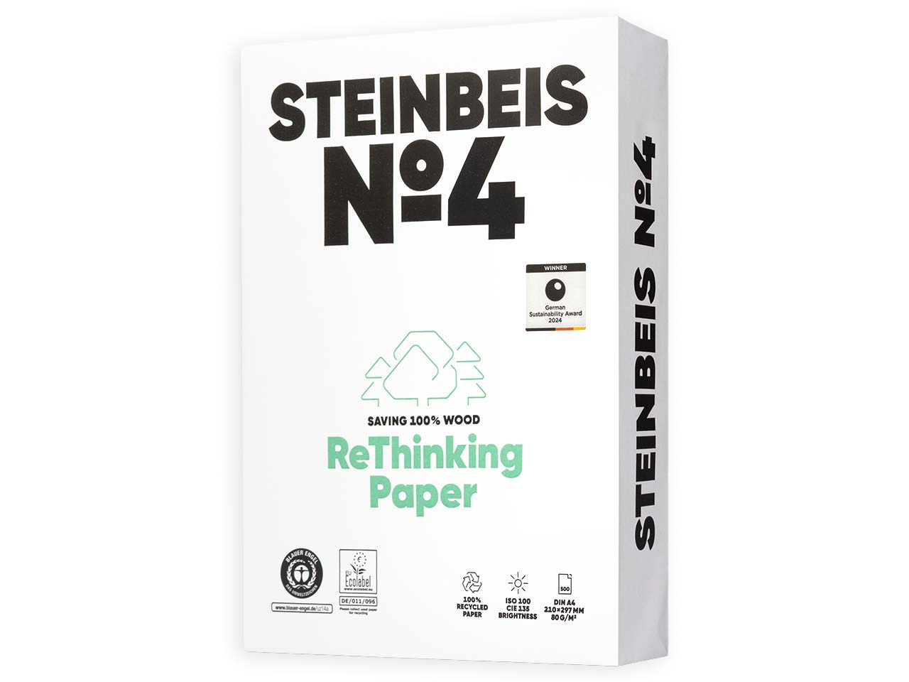 500 Blatt Steinbeis Recycling-Kopierpapier "No.4, EvolutionWhite" DIN A3