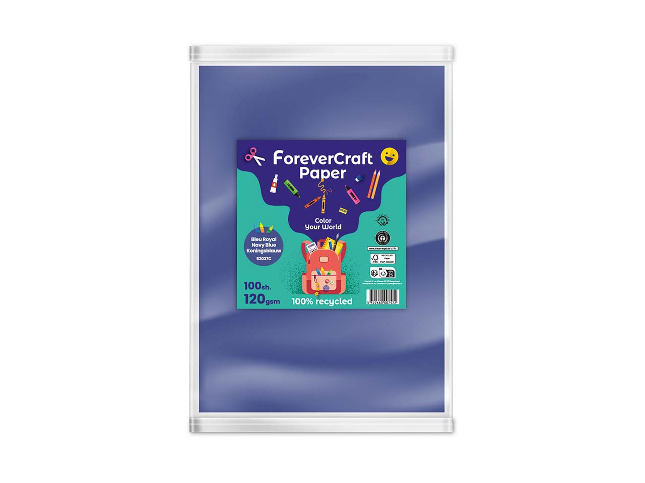 100 Blatt Tonpapier DIN A4 "forever craft paper" 120g/m² royalblau