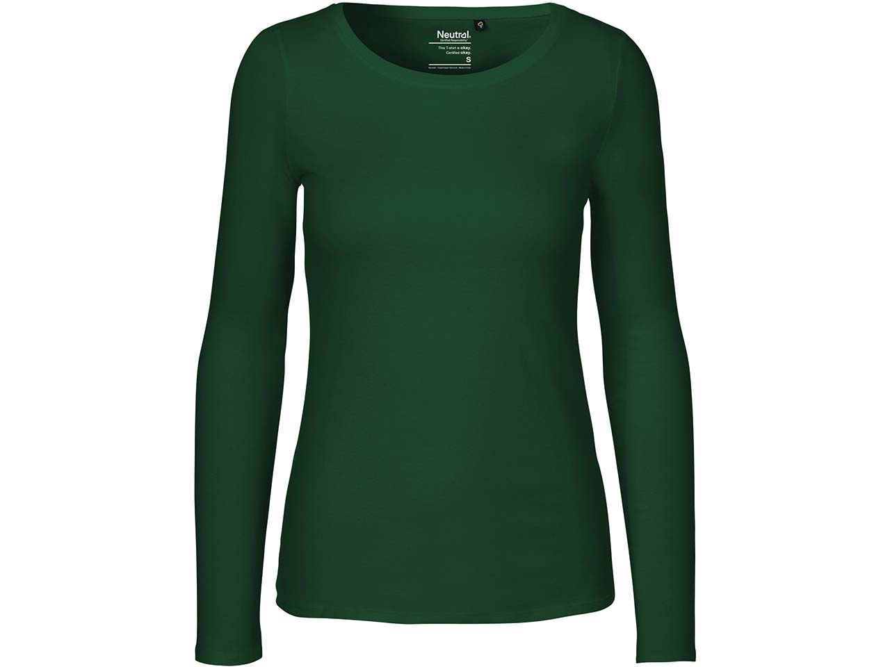 Neutral Bio-Damen-Langarmshirt mit Rundhalsaussschnitt bottle green, Gr. L