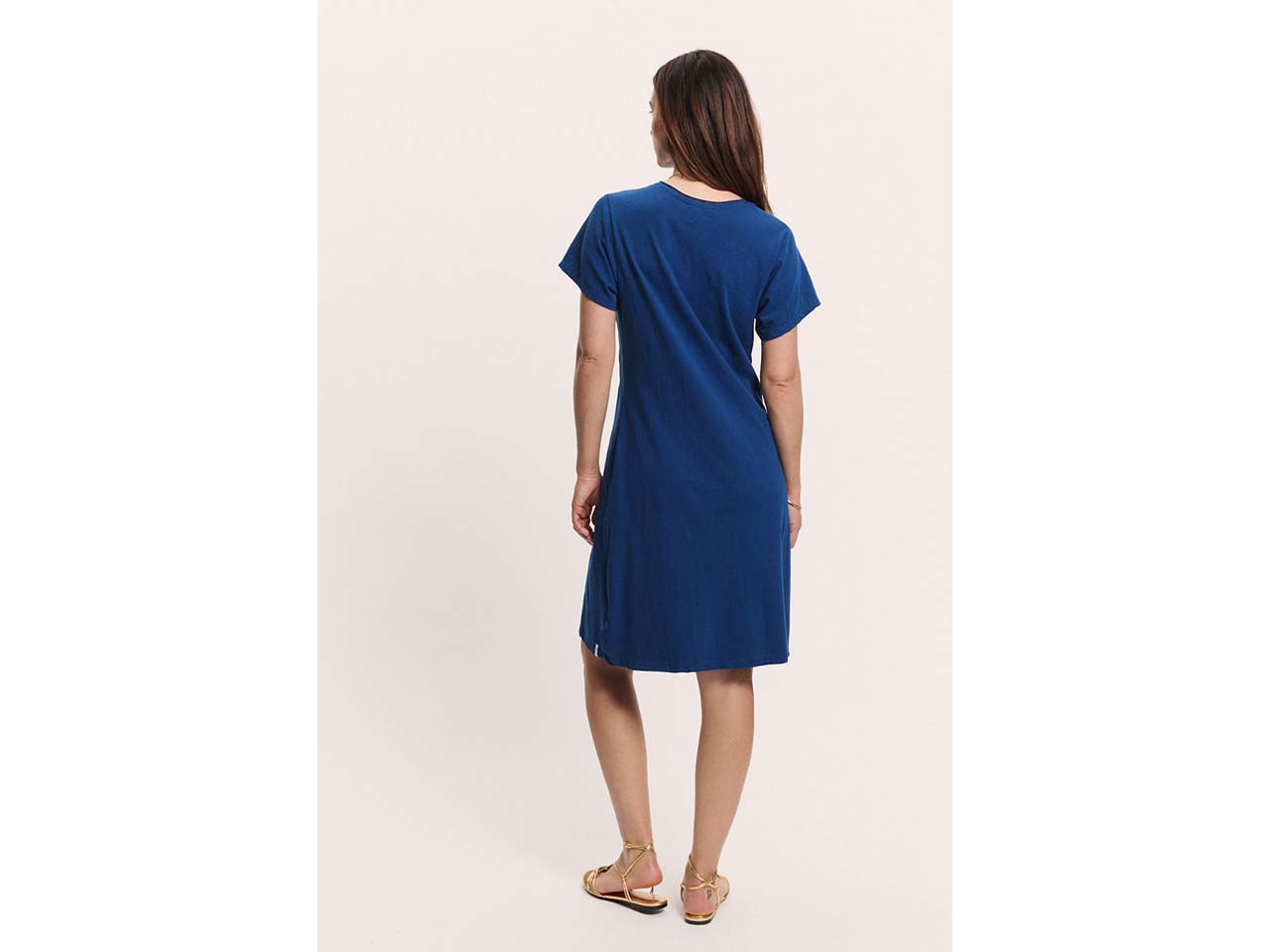 tranquillo Bio-Damen-Midikleid "Inoaa" aus Baumwoll-Leinen-Mix, navy, Gr. M