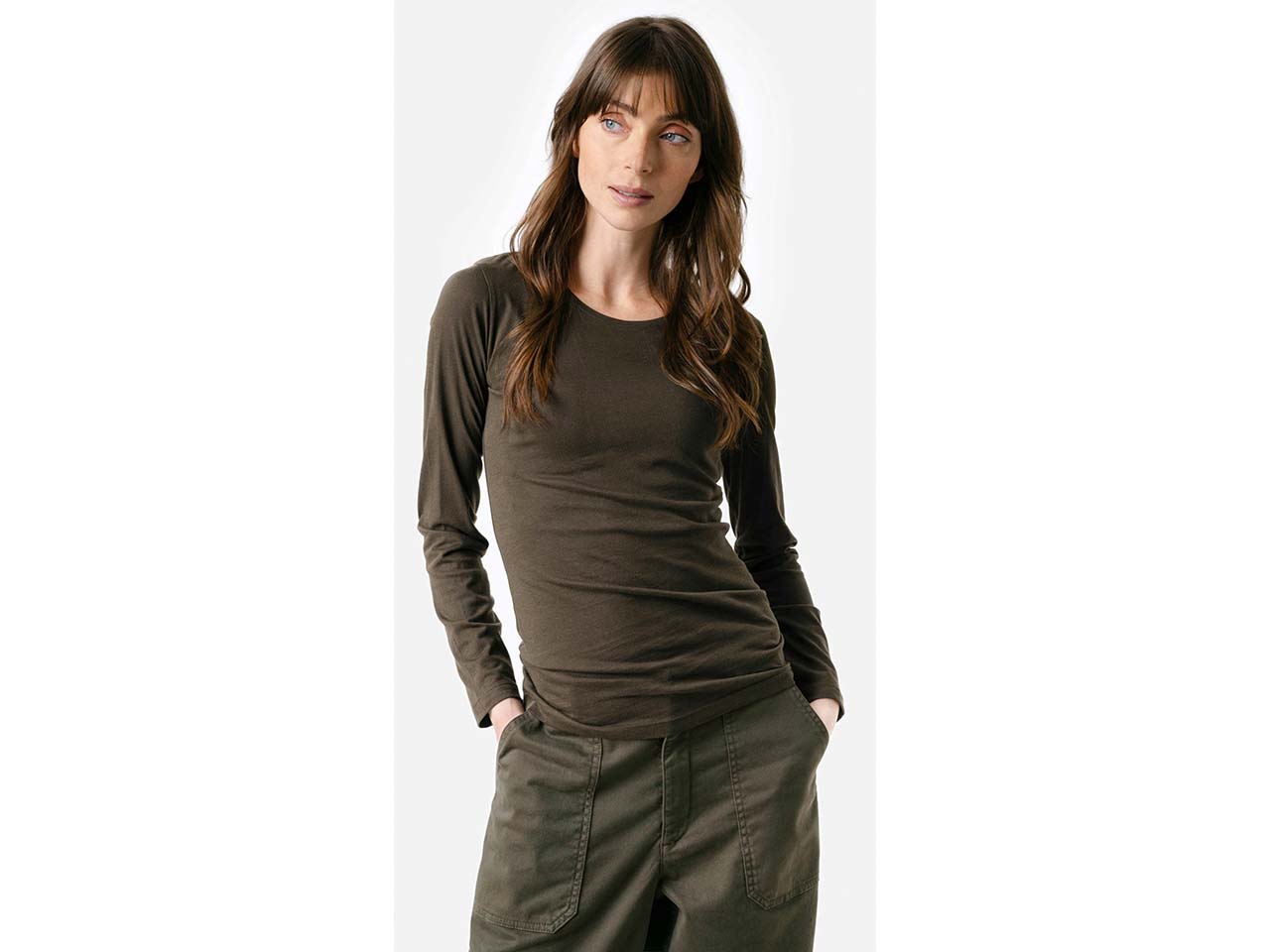 Living Crafts Bio-Damen-Langarmshirt 'SUSANNA' mit Rundhalsausschnitt, pineneedle, Gr. S