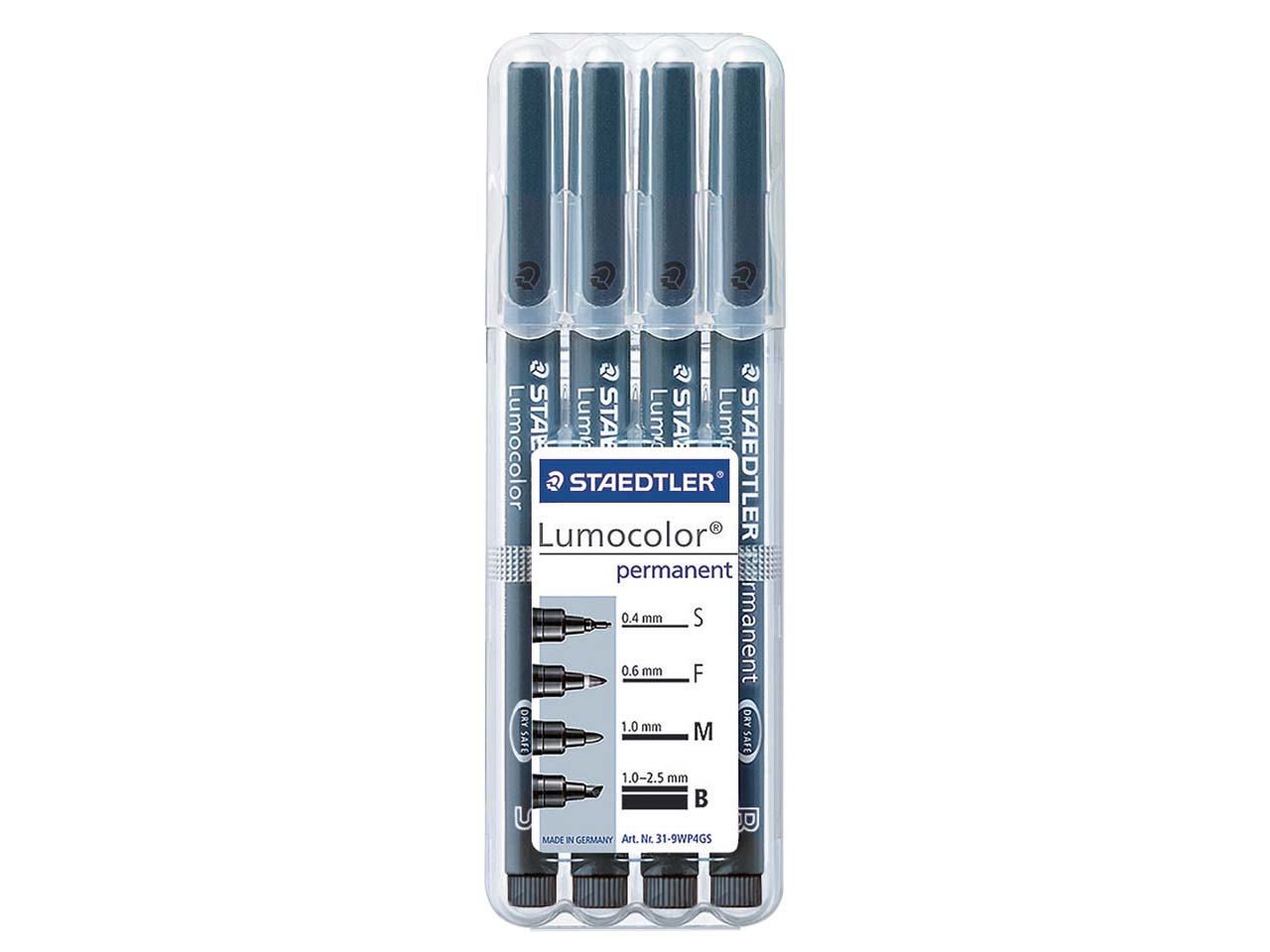4 STAEDTLER Universalstifte 'Lumocolor 319' sehr fein bis breit schwarz permanent