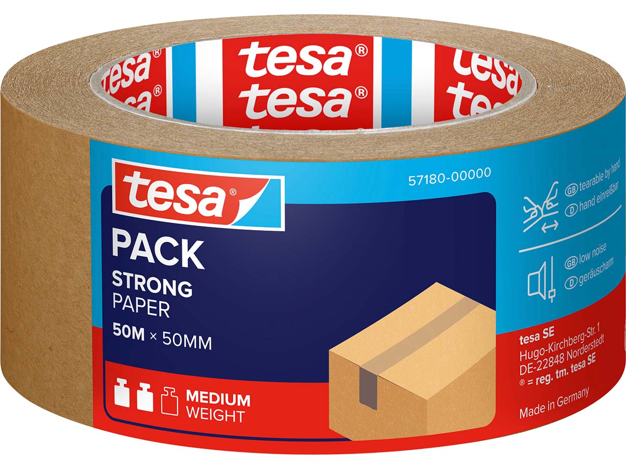 Tesa Papier-Packband "Strong Paper", 50 m x 50 mm