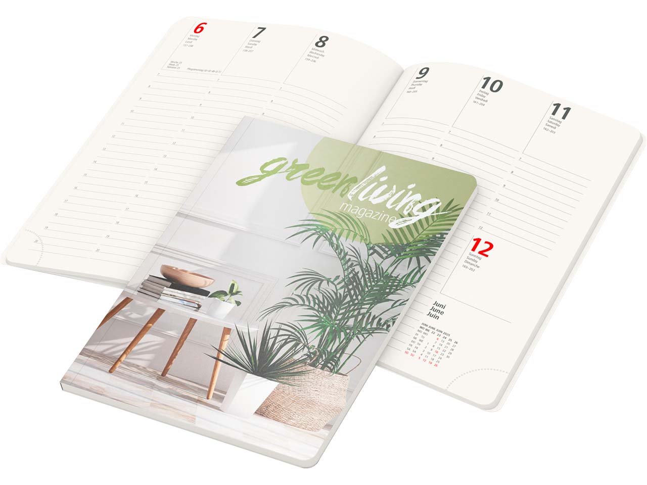 Wochenplaner Prestige Flexx "green & blue" A5, inkl. 4-farbigem Aufdruck