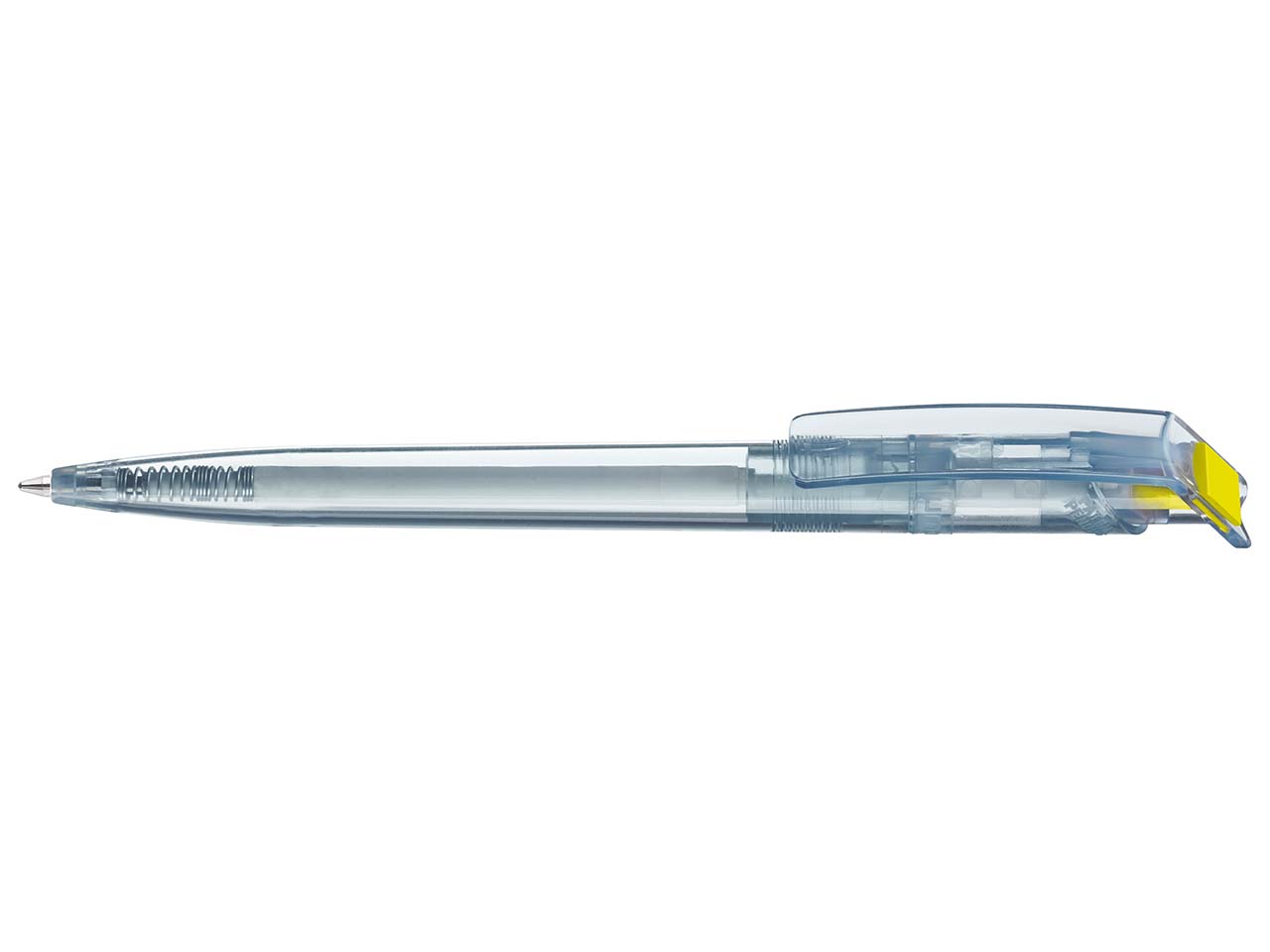 uma Kugelschreiber 'recycled PET-Pen' transparent mit buntem Clip, gelb