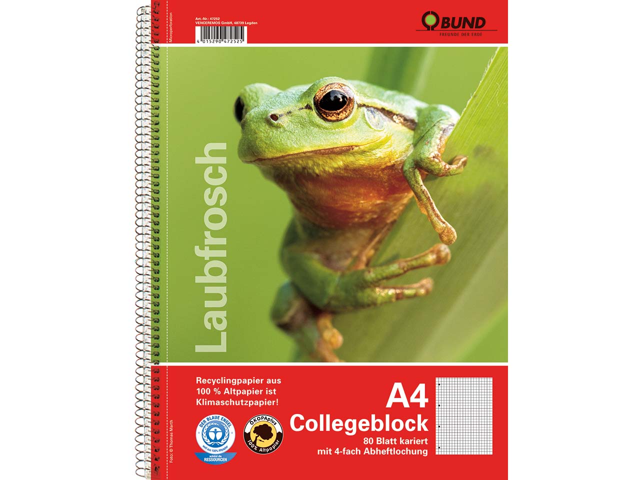 BUND Collegeblock DIN A4 kariert