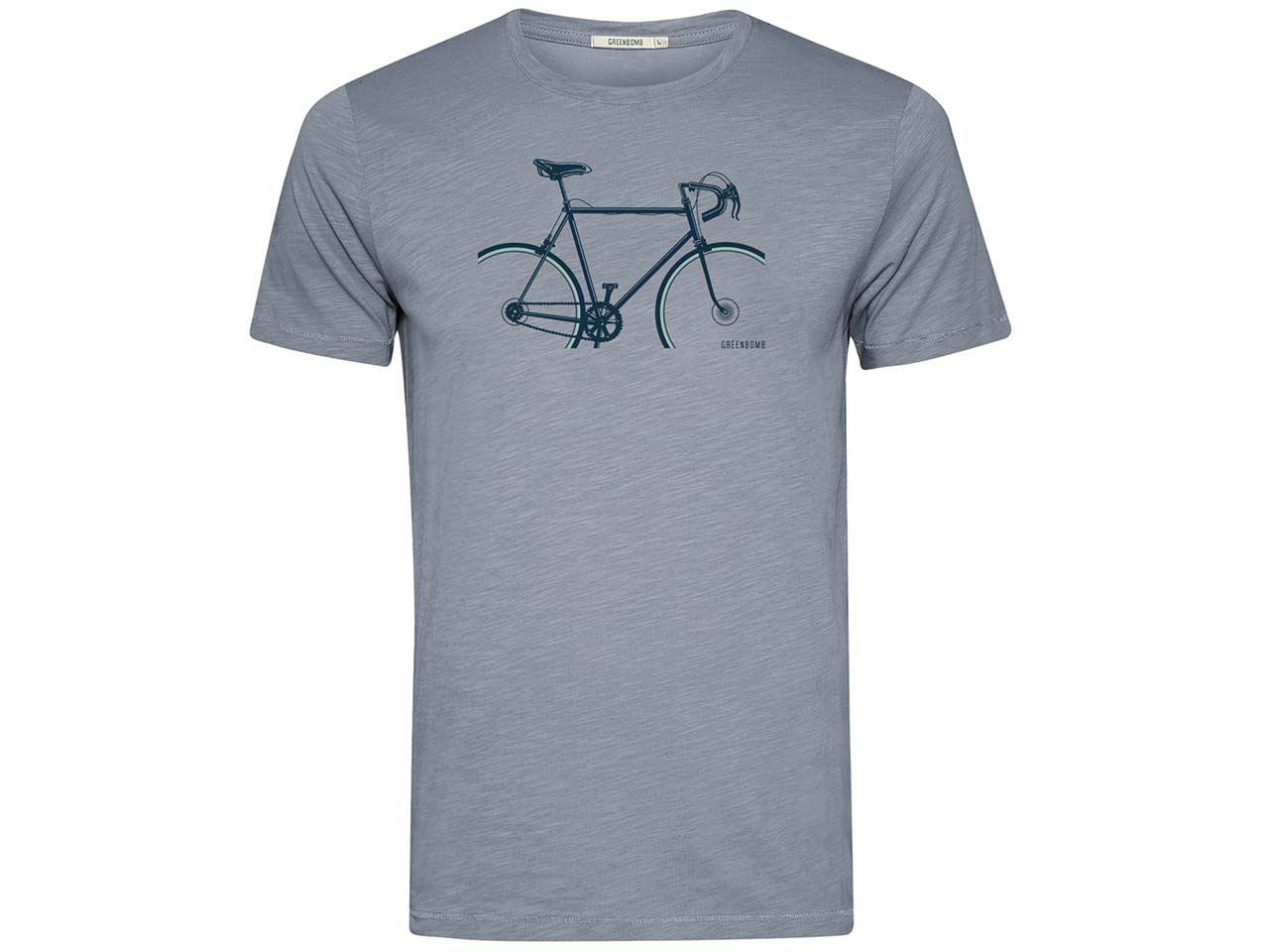 GREENBOMB Bio-Herren-T-Shirt 'Bike Crop' mit Rundhalsausschnitt, sea smoke, Gr. XL